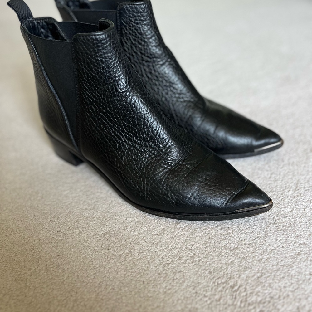 Acne Black Ankle Boots with Textured Leather and Chelsea Style